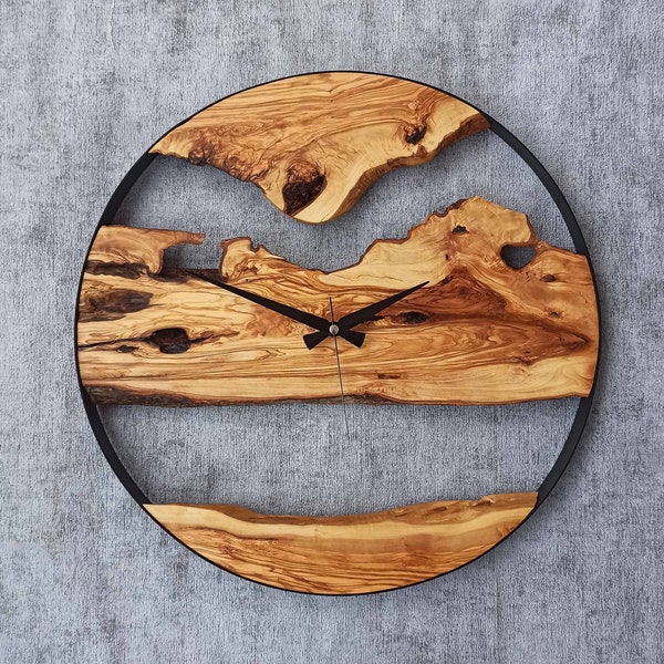 Made to Order Olive Wood  Wall Clock, Wooden Wall Clock, Handmade  Wall Clock, Moss Wall Art, Wall Decor, Home Art, Home Decor