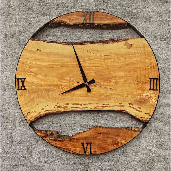 Made to Order Olive Wood Wall Clock, Wall Clock, Handmade Wall Clock, Moss Wall Art, Wall Decor, Home Art, Home Decor