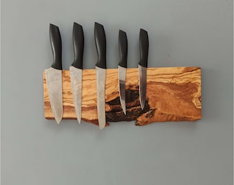 Live Edge Olive Wood Magnetic Knife Holder: Kitchen Storage