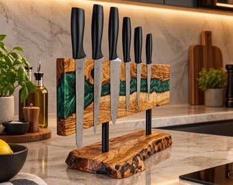 Magnetic Knife Holder,  Epoxy Resin Knife Stand, Modern Kitchen Knife Storage,