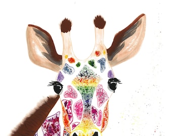Speckled Giraffe Watercolor Print from original