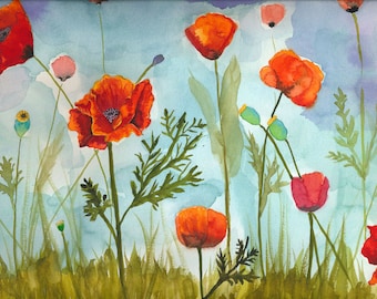 Poppy Watercolor Print from original