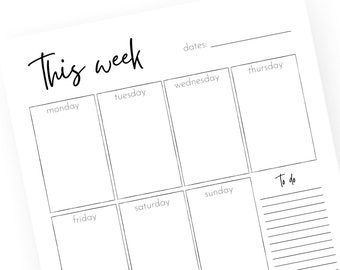 Weekly Planner Printable to Do List - Etsy