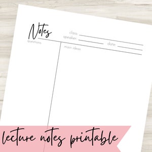 Notatki z wykładów do druku | robienie notatek na kazania lub wykłady, plik cyfrowy PDF, format listowy, minimalistyczne notatki, notatki do druku bez linii