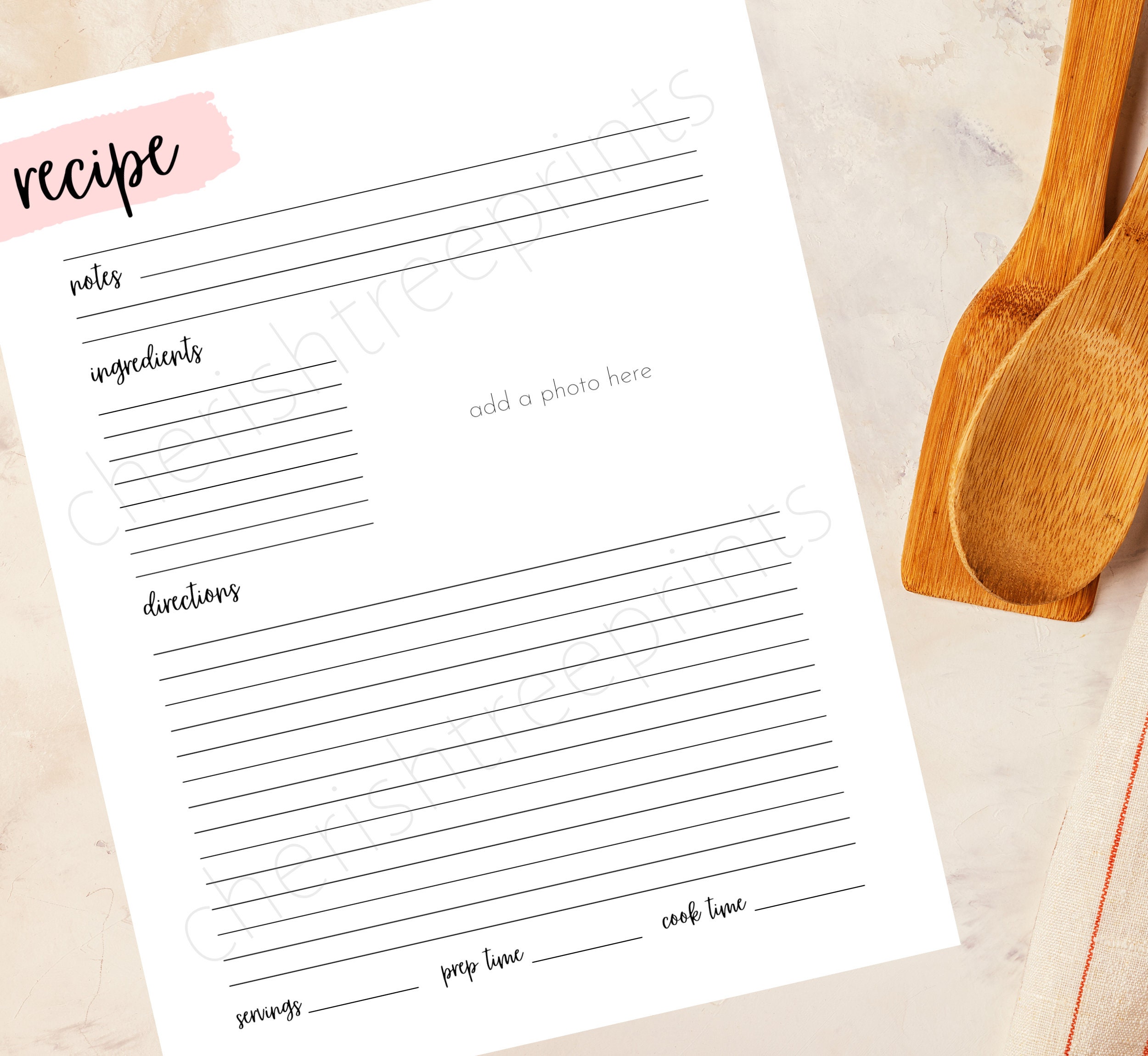 Recipe Printable | Recipe Card Printable, Letter Size Recipe Page, Recipe Template, Instant ...