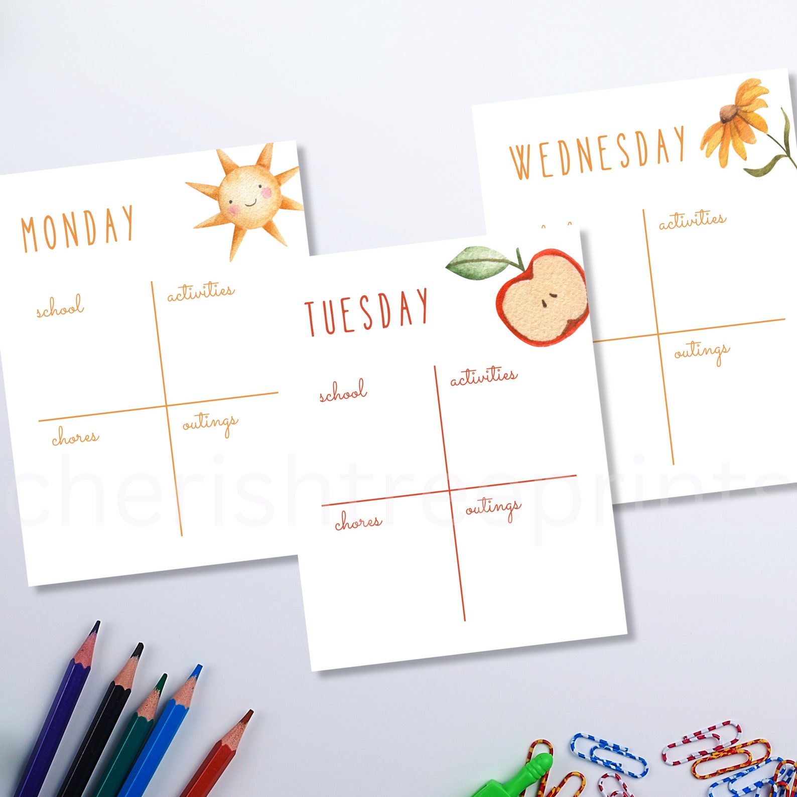 EDITABLE Kid's Weekly Planner Printable Days of the Week, Homeschool ...