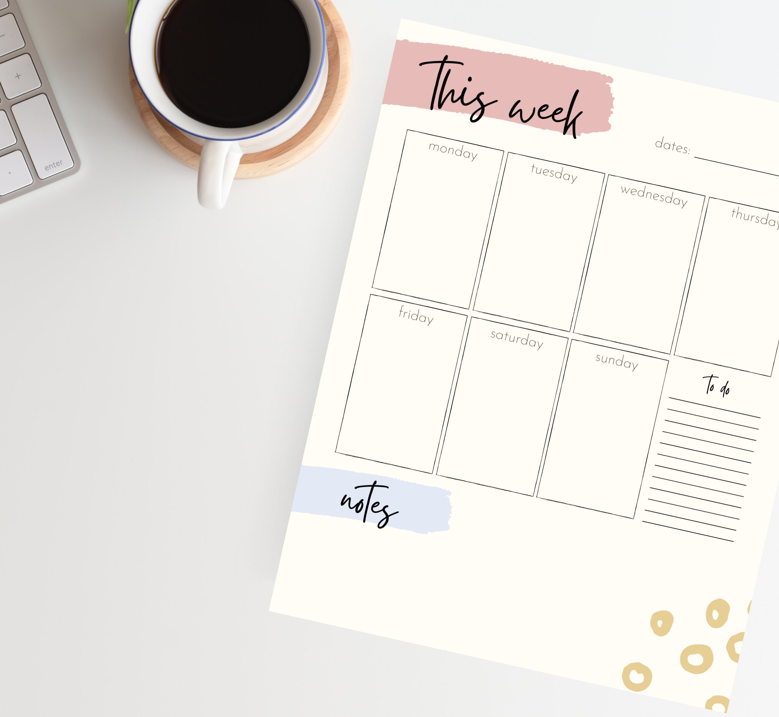 Weekly Planner Printable | Minimalist Weekly Calendar With to Do List ...
