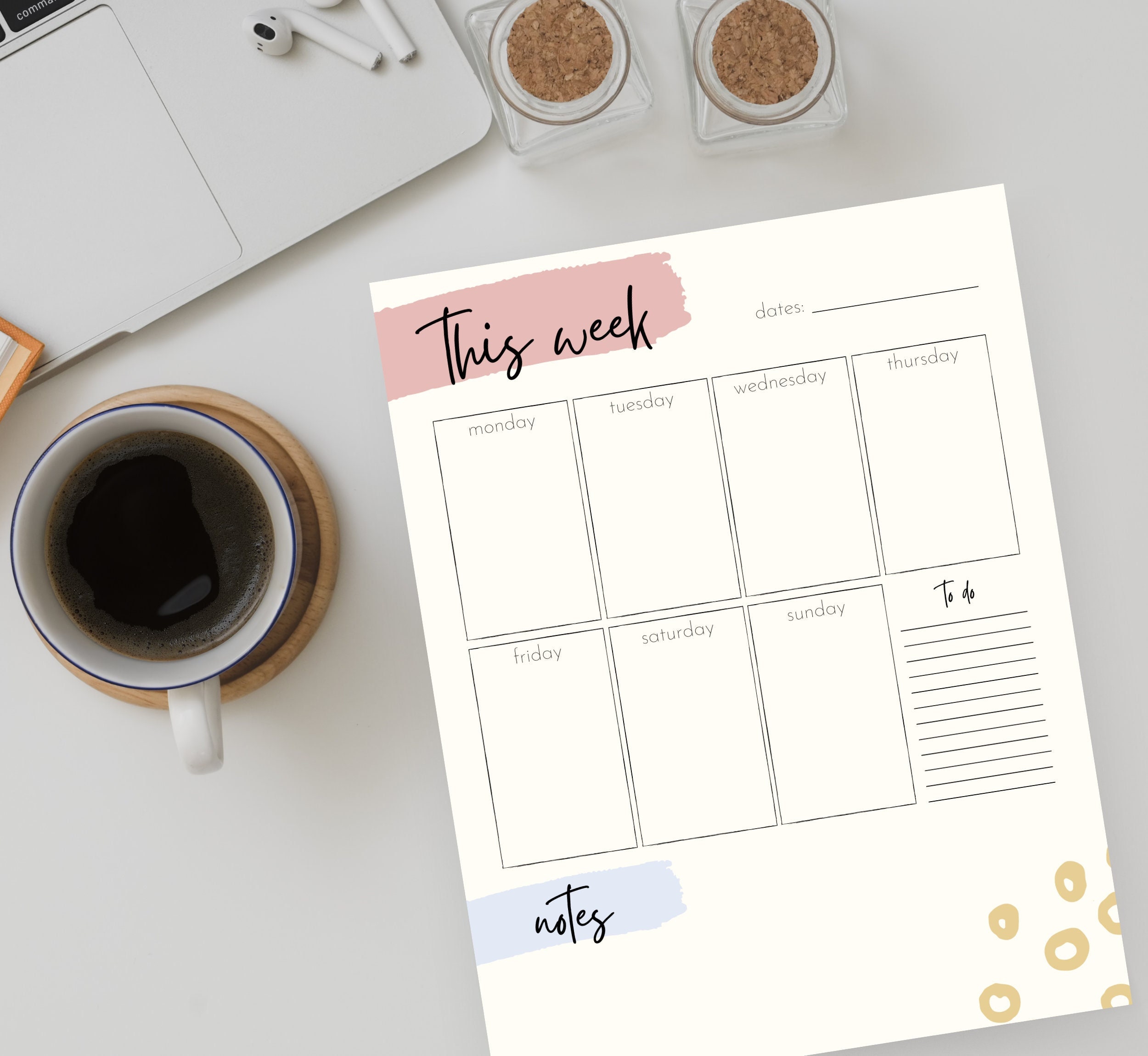 Weekly Planner Printable | Minimalist Weekly Calendar With to Do List ...
