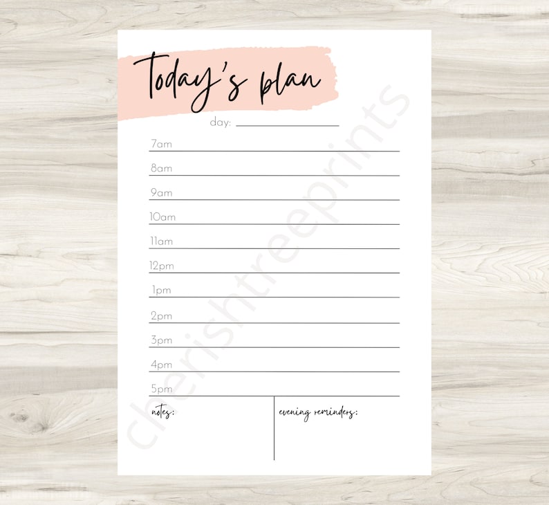 Hourly Planner Printable Daily Planner Page Hourly Schedule Etsy