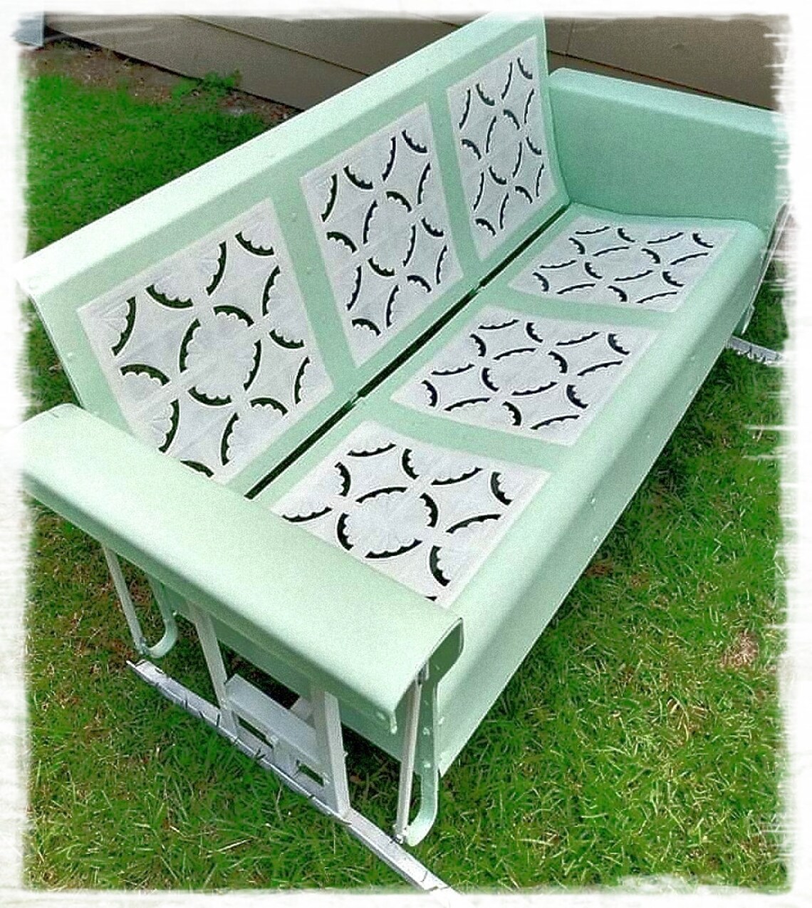 Restaurado Vintage Metal Porch Glider Pie Crust Pattern 3 Etsy