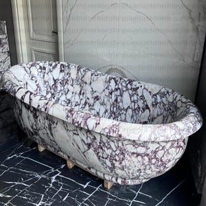 Handmade Marble Tub Calacatta Stone Tub, READY to shipp Calacatta Viola Marble Bathtub
