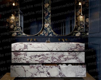 Calacatta Viola Marble Double Sink Vanity | Freestanding Bathroom Console