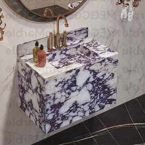 Wand Halterung Calacatta & Viola Marmor Bad Waschtisch mit Schubladen