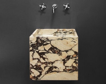 Custom Calacatta Viola Marble Sink, Wall Mount Vanity