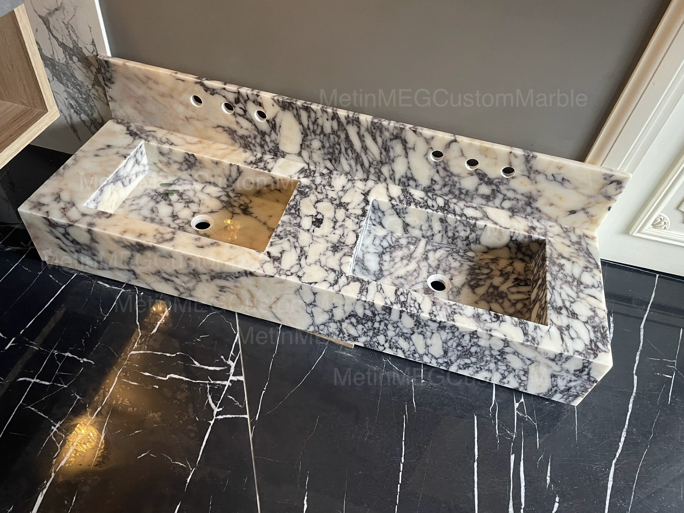 Bathroom Marble Double Sink Vanity Lux Interior, Wall Hung Double Stone ...