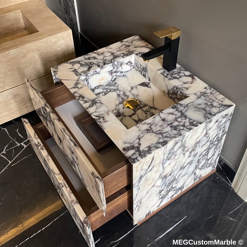 Black Marble Vanity, Nero Marquina Marble Bathroom Sink, With Marble ...