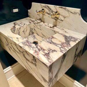 Calacatta Viola Marble Sink Floating Wall Mount for small size