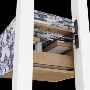 Modern Floating Marble Vanity, Custom Calacatta Viola Sink, Powder Room Decor image 10