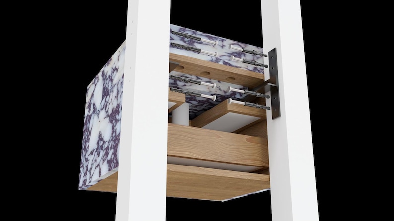 Modern Floating Marble Vanity, Custom Calacatta Viola Sink, Powder Room Decor image 10