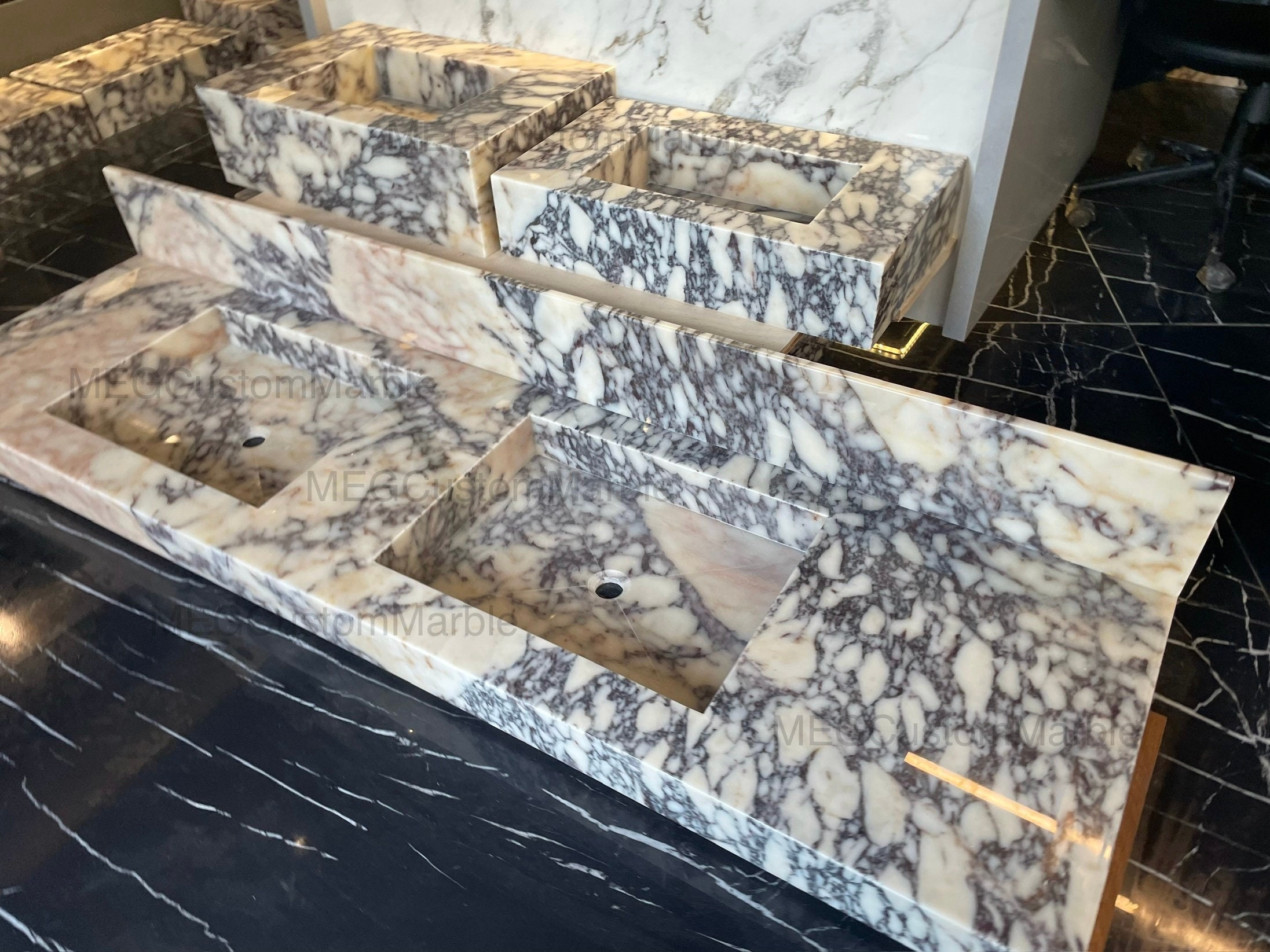 Bathroom Marble Double Sink Vanity Lux Interior, Wall Hung Double Stone ...