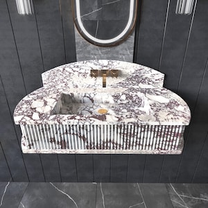 Wandhalterung Viola Marmor Waschbecken Benutzerdefinierte Marmor Eitelkeit, modernes Badezimmer Marmor Waschbecken Eitelkeit, Calacatta Viola Sink zum Bauernhaus Floating Basin