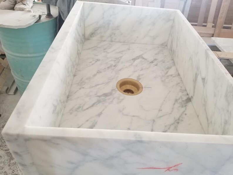 Custom Carrara Marble Sink Handmade Marble Basin Wall Hung Etsy