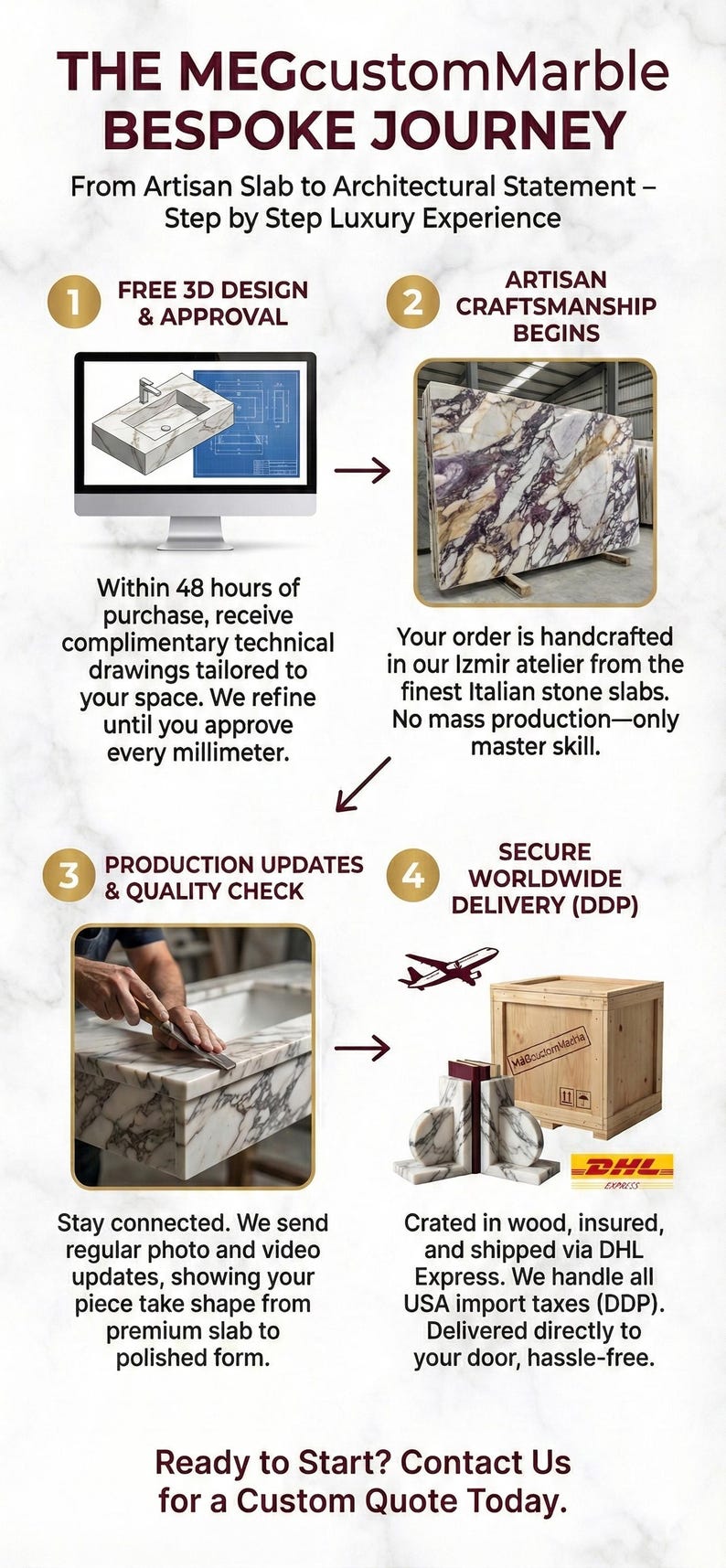 Modern Floating Marble Vanity, Custom Calacatta Viola Sink, Powder Room Decor image 6