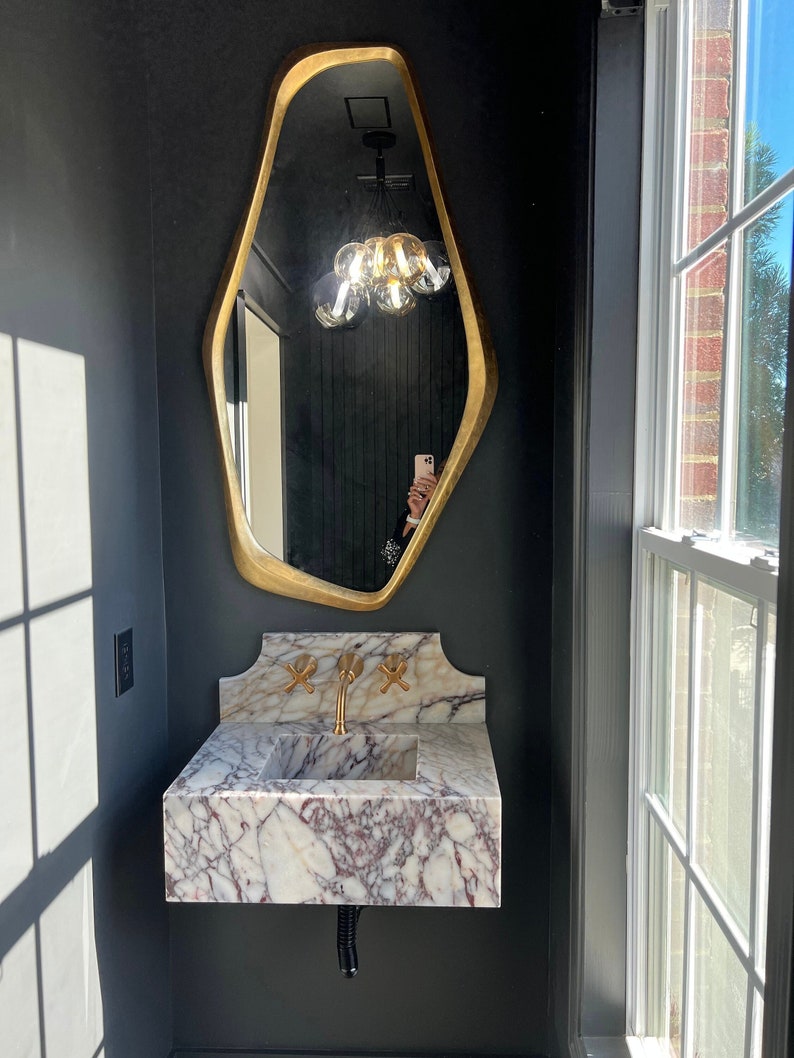 Marble Backsplash With Sink, Made to Order for USA /andrea, Wall Mount ...