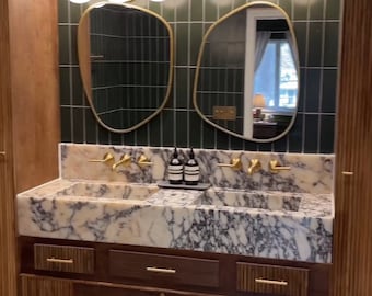 Handmade Calacatta Viola Marble Double Sink: Lux Bathroom Vanity