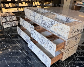 Calacatta Viola Marble Double Sink Vanity: Freestanding Bathroom Cabinet
