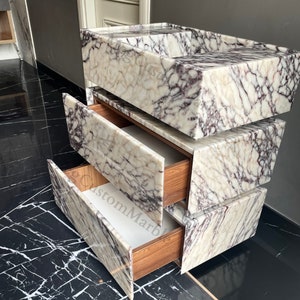 Bathroom marble sink Vanity unit with marble drawers and basin,  Freestanding  Calacatta Viola Marble sink basin, Powder Room Vanity