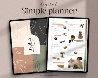 Boho Digital Planner 2024, Goodnotes, Notability for iPad & Tablet, Dated, Monday Sunday Start 2023-2025, ADHD, Minimalist Vertical Template