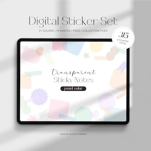 Adesivi trasparenti per pianificatore digitale, foglietti adesivi digitali per studenti per iPad, adesivi digitali GoodNotes, adesivi PNG funzionali, arcobaleno