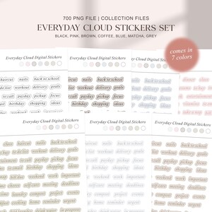 Everyday Cloud Digital Stickers Pack for Goodnote & Notability, Minimal daily stickers for digital planning, Journals stickers, PNGs