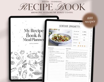 Livre de recettes numérique : planificateur de livres de cuisine pour Goodnotes, Notability (PDF)