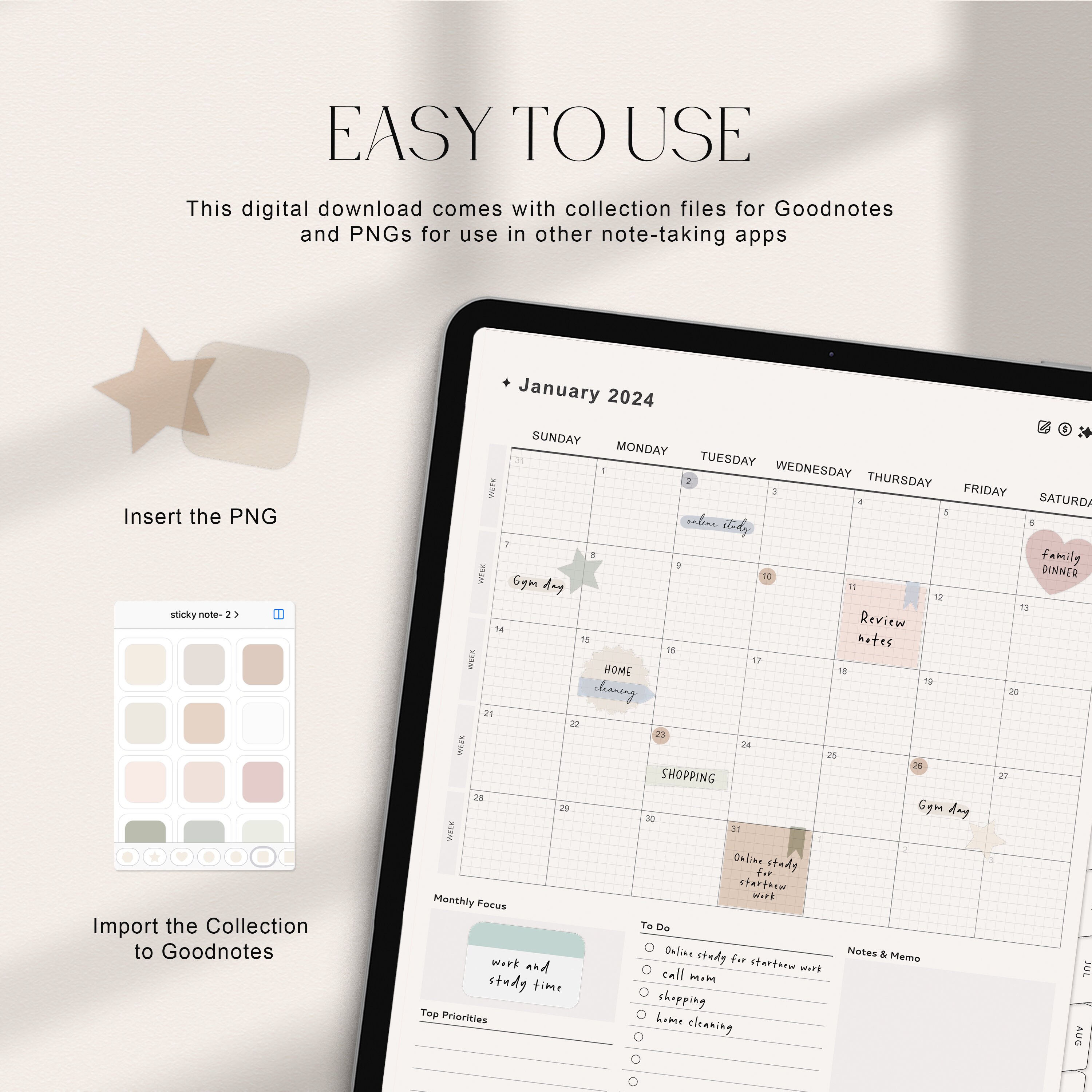 Transparent Digital Stickers: Minimalist Sticky Notes for Goodnotes ...
