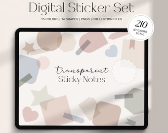 Stickers numériques transparents : pense-bêtes minimalistes pour GoodNotes (PNG)