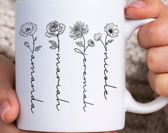 Custom Birth Month Birth Flower mug, Plant Mom Mug, Mother&#39;s Day Gift, Custom Mom Mug, Mothers Day Mug, Plant Lover Gift, Plant mom mug