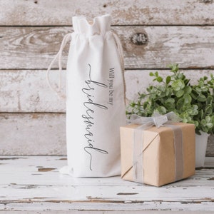 Will You Be My Bridesmaid Matron of Honor? Cotton Canvas Wine Bag, Bridesmaid Gift,  Bridesmaid Proposal, Bridal Shower, Gift for Her
