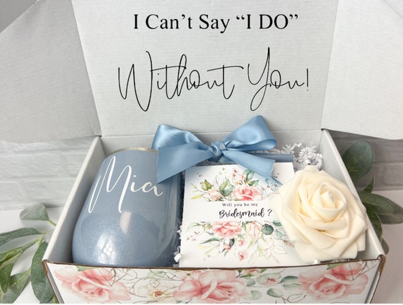 Dusty Blue Bridesmaid Proposal Box Bridesmaid Gift Bridal 