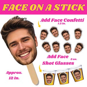Gesicht auf einem Stick Big Head Cutouts Fat Head Bachelorette Fotoautomaten Requisiten, Bach Gastgeschenke, Abschluss Geburtstagsfeier Bachelorette großen Kopf