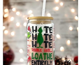 Pink Grinch Iced Coffee Cup | Unique Grinchmas Gift | In My Boujee Ginch Era | Pink Christmas Iced Coffee Cup | Christmas Gift Idea