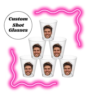Groom Face Plastic Shot Glasses, Bachelorette Party Groom Face Decorations, Groom Face Party Favors Custom Face Shot Glasses Pink Shot Glass