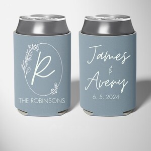 Personalized Wedding Can Cooler, Customized Wedding Favors, Beverage Insulators, Beer Huggers, Monogram, Wedding Shower, Rehearsal,