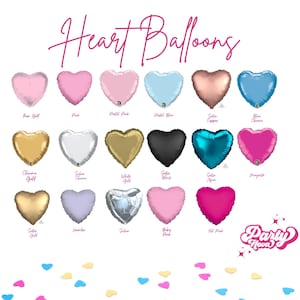 Heart Balloon - 18 Inch Satin Mylar Heart Balloon - Valentines Day Balloons, Heart Balloons with Brushed Satin Finish, Pastel Heart Balloons