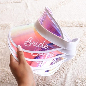 Personalized Holographic Visors,Beach Bachelorette Gifts, Pool Party Favors,Beach Wedding Gift,Bridesmaids Hat,Bachelorette Party Sun Visors