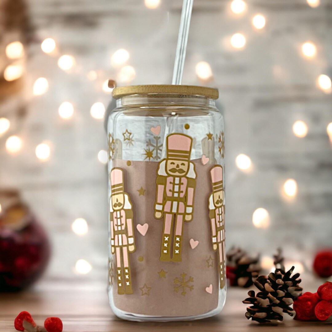 Halloween-Geisterglas Von Honeydak – Gruselig-süßer Becher Mit Hundegeistern, 473 Ml, Inklusive Bambusdeckel & Strohhalm