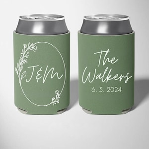 Personalized Wedding Can Cooler, Customized Wedding Favors, Beverage Insulators, Beer Huggers, Monogram, Wedding Shower, Rehearsal,
