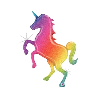 Unicorn Balloon Bundle - Large Rainbow Unicorn, Holographic Star Balloons, Pastel Rainbow Confetti Balloons, and Solid Latex Balloons
