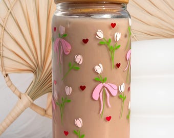 Pink Bow Cup | Coquette Bow Glass | Cute Bow Glass | Valentine’s Day Cup | VDAY Gift for Her| Cute Cup | Coquette Decor | Cute Gift